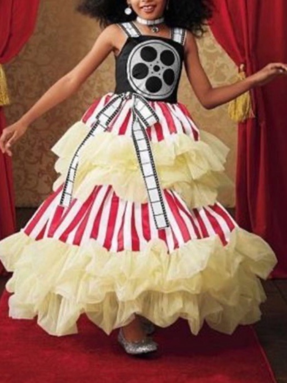 Chasing Fireflies Popcorn Movie Night Costume Dress Film Reel Girls Size 8